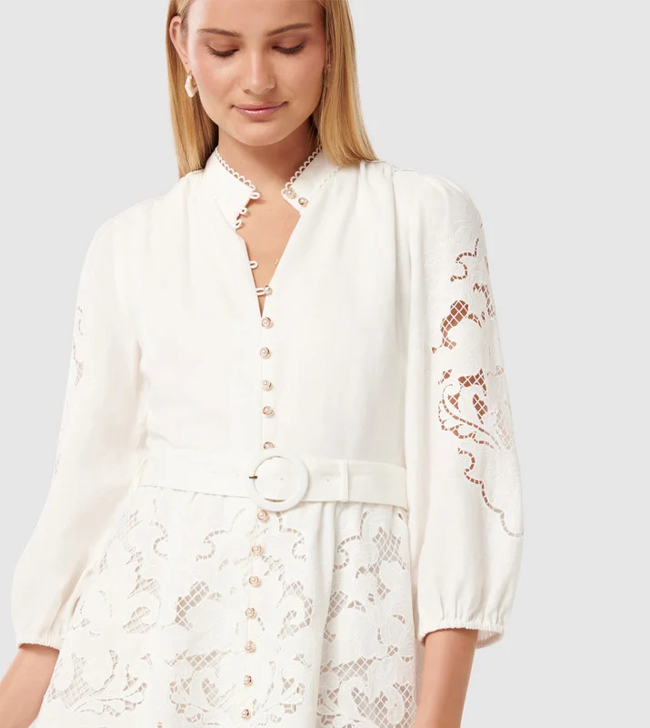 forever new  RHI Lace High Neck Mini Dress for Women | Best Price UAE